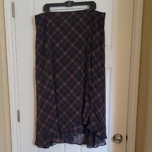 Maurices Navy and Rust Plaid Maxi Skirt